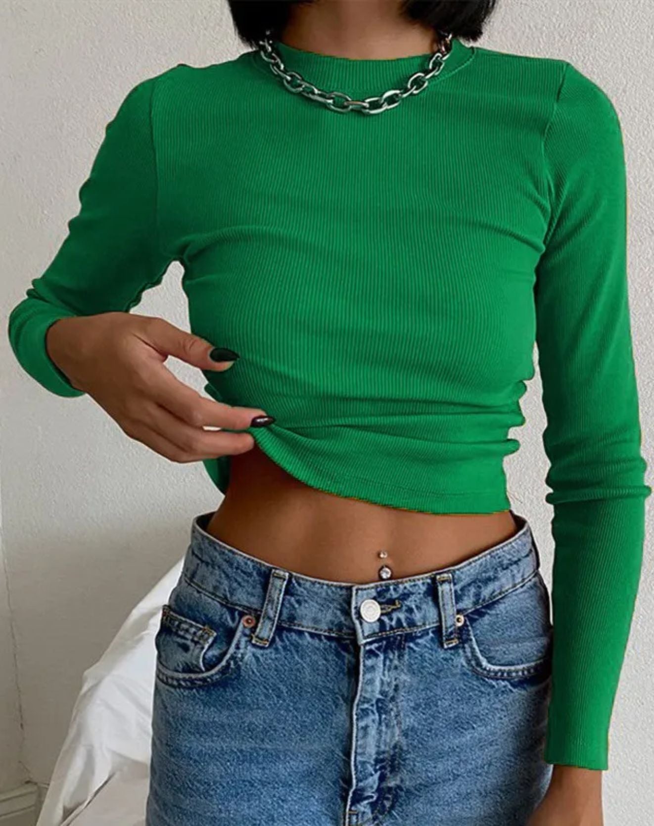 Cropped Georgia de Mangas Longas