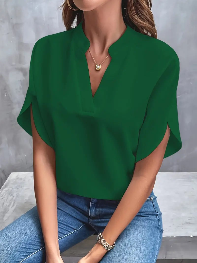 Blusa Pancetta com Mangas Curtas e Decote V