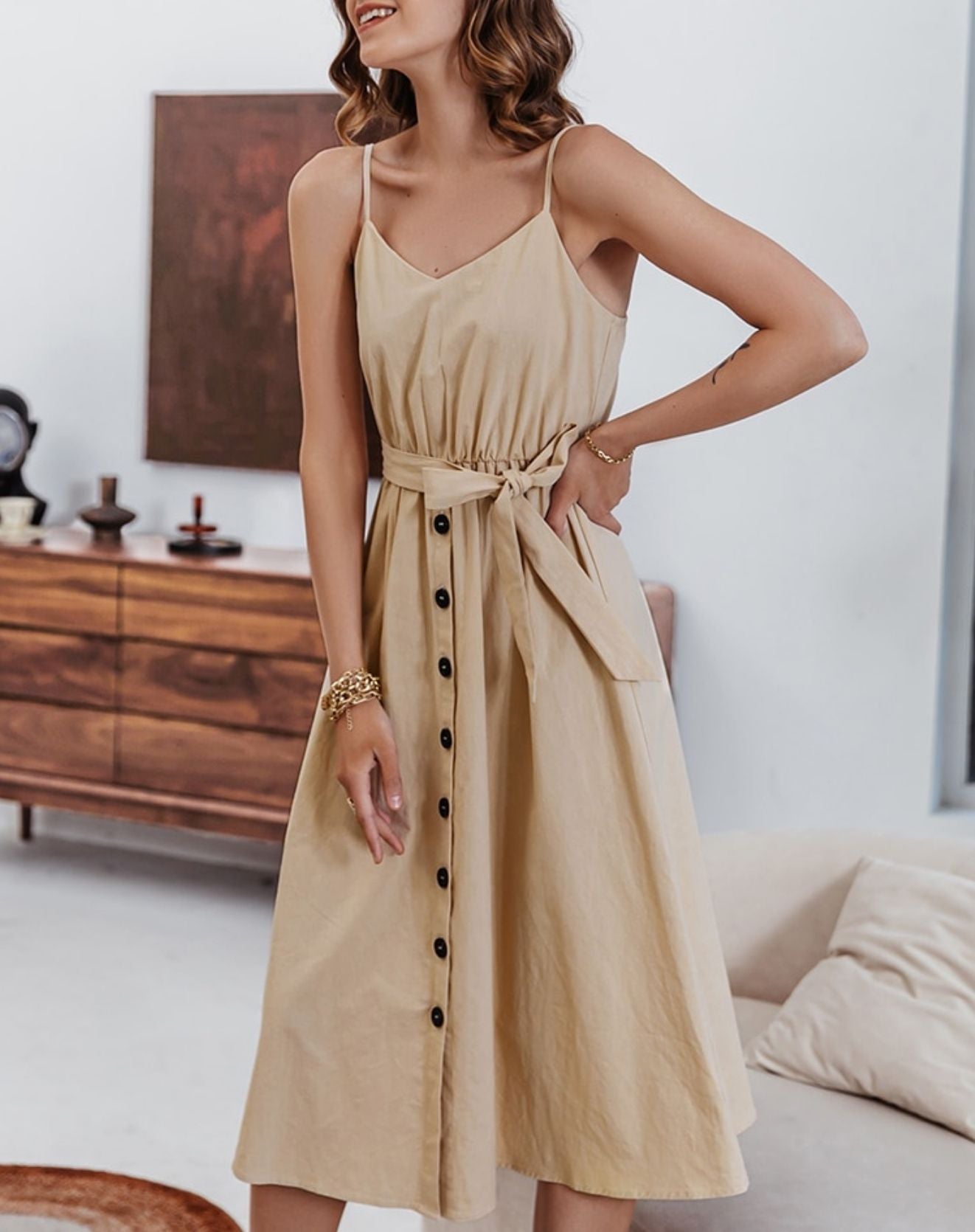 Vestido Midi Summer Com Botões - Amalle