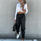 Calça Jogger de Courino com Bolsos Laterais
