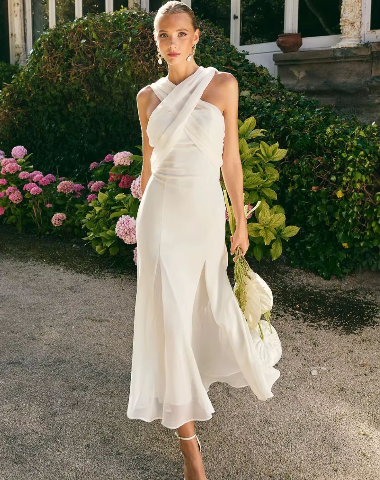 Vestido Midi Campeche com Transpasse Frontal