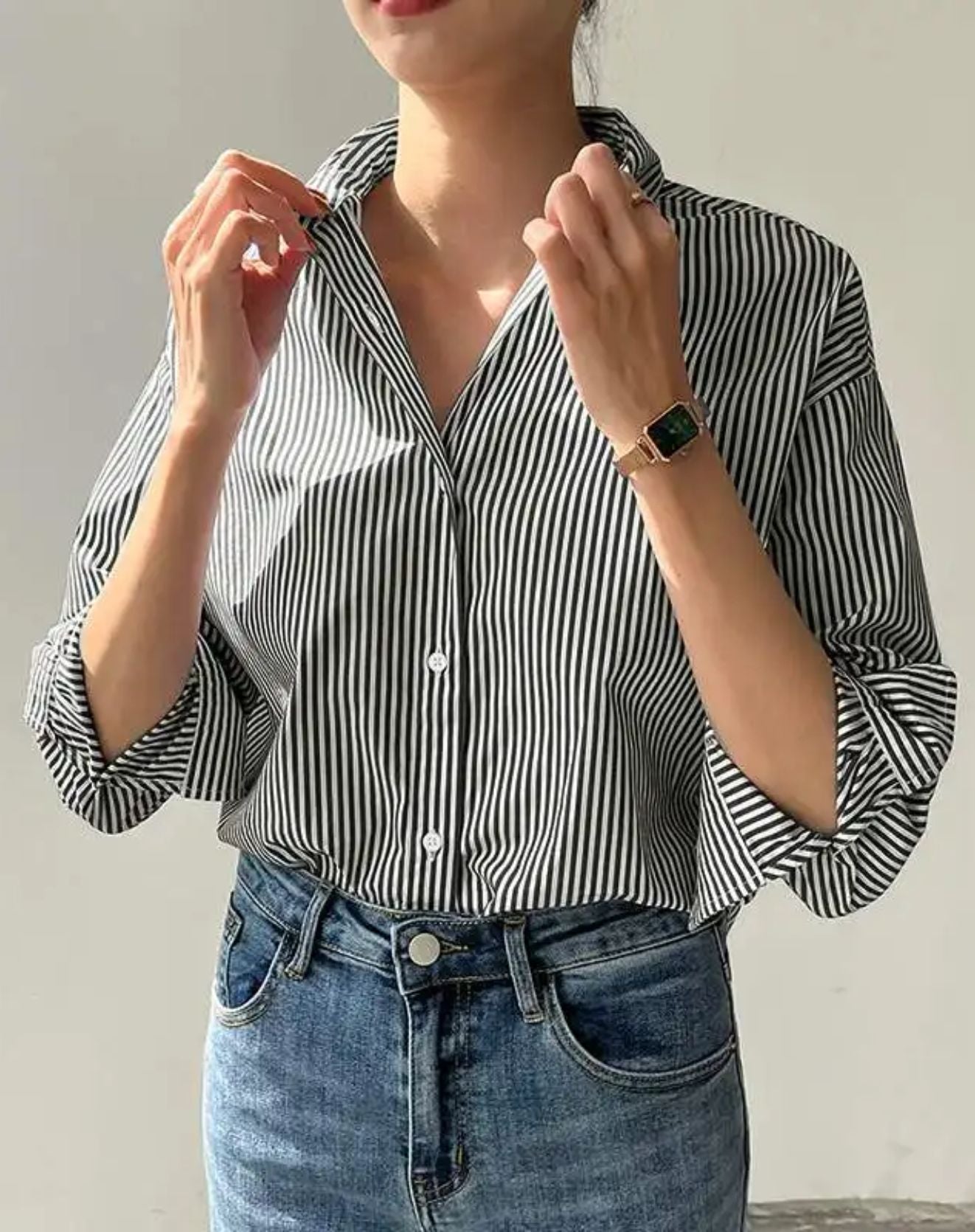 Camisa Zanzea com Gola e Mangas Longas