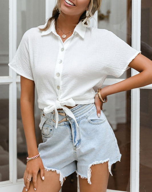 Camisa Belle Com Botões e Amarração - Amalle