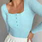 Blusa Henley Decote Quadrangular - Amit 