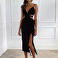 Vestido Midi Sydney com Decote V e Fenda Lateral